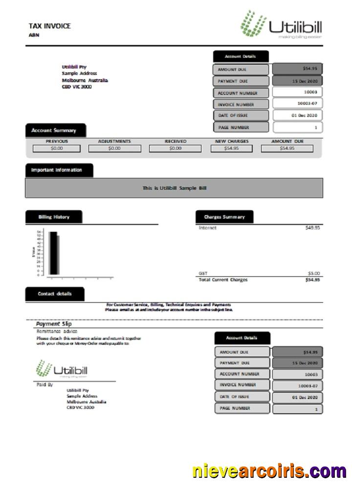 Australia Utility bill